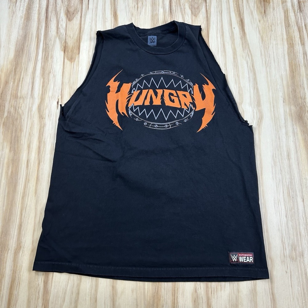 WWE Authentic Wear Hungry Feed Me More Cut Off Tank Top Black XL Wrestling